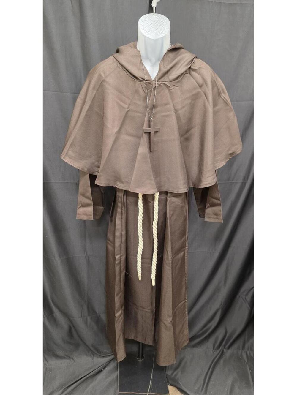 Myir JUN Medieval Monk Hooded Robe Costume Cloak Tunic Size S